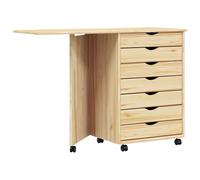 vidaXL Gabinete rodante con escritorio Moss – Madera de pino, barniz transparente, minimalista