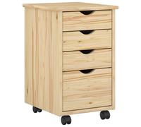 vidaXL Gabinete rodante con Rueda Marrón 34 x 39 x 56 cm Pino Macizo, Mueble de Almacenamiento Minimalista, Amplio Armario de Pino, Organizador móvil para casa, Oficina o Sala