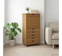 vidaXL Gabinete rodante con rueda Marrón miel 53 x 39 x 103 cm