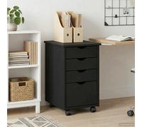 vidaXL Gabinete rodante con rueda Negro 34 x 39 x 56 cm Pino macizo