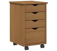 vidaXL Gabinete rodante Moss Marrón Miel 34 x 39 x 56 cm Pino Macizo