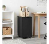 vidaXL Gabinete rodante Negro 34 x 39 x 65,5 cm Madera de Pino Macizo