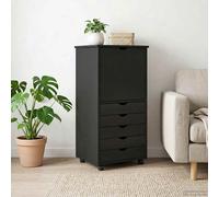 vidaXL Gabinete rodante Negro 53 x 39 x 103 cm Madera de Pino Macizo
