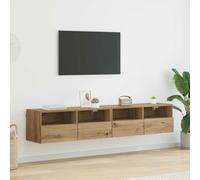 vidaXL Gabinetes de pared para TV 2 uds. Roble artisan