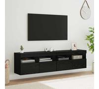 vidaXL Gabinetes de pared para TV 2 uds. Roble Negro