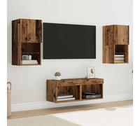 vidaXL Gabinetes de pared para TV 4 uds. Madera Vieja