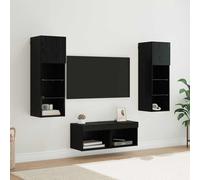 vidaXL Gabinetes de pared para TV 4 uds. Roble Negro
