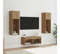 vidaXL Gabinetes de pared para TV 4 uds. Roble Negro