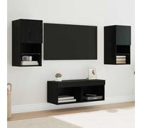 vidaXL Gabinetes de pared para TV 4 uds. Roble Negro