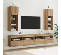 vidaXL Gabinetes para TV Montados en la Pared 2 uds. Roble artisan