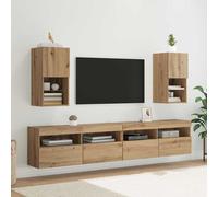 vidaXL Gabinetes para TV Montados en la Pared 2 uds. Roble artisan