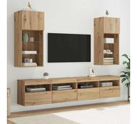 vidaXL Gabinetes para TV Montados en la Pared 2 uds. Roble artisan