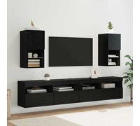 vidaXL Gabinetes para TV Montados en la Pared 2 uds. Roble Negro