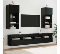 vidaXL Gabinetes para TV Montados en la Pared 2 uds. Roble Negro