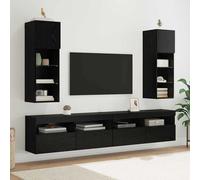 vidaXL Gabinetes para TV Montados en la Pared 2 uds. Roble Negro