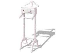 vidaXL Galán de Noche con Cajones Madera Blanco Percha Colgador Ropa Perchero