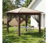 vidaXL Gazebo con 4 Paredes Laterales 2,6 x 2,6 m Crema y marrón