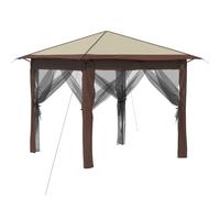 vidaXL Gazebo con 4 Paredes Laterales 2,6 x 2,6 m Crema y marrón