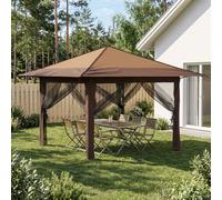 vidaXL Gazebo con 4 Paredes Laterales 3,3 x 3,3 m Beige y Marrón