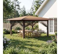 vidaXL Gazebo con 4 paredes laterales 4 x 4 m Beige y Marrón