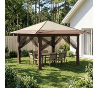 vidaXL Gazebo con 4 Paredes Laterales Crema y marrón