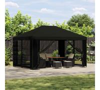 vidaXL Gazebo con paredes laterales 4 x 3 m Negro Poliéster y Acero