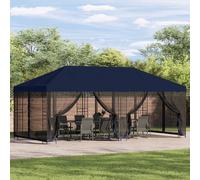 vidaXL Gazebo con paredes laterales 6 x 3 m Azul Poliéster y Acero