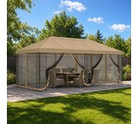 vidaXL Gazebo con paredes laterales 6 x 3 m Beige Poliéster y Acero