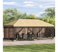 vidaXL Gazebo con paredes laterales 6 x 3 m Crema Poliéster y Acero