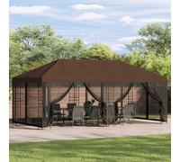 vidaXL Gazebo con paredes laterales 6 x 3 m Marrón Poliéster y Acero