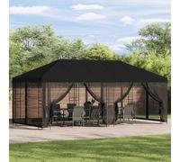 vidaXL Gazebo con paredes laterales 6 x 3 m Negro Poliéster y Acero