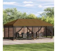 vidaXL Gazebo con paredes laterales 6 x 3 m Topo Poliéster y Acero