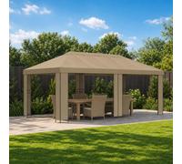 vidaXL Gazebo de Jardín 6 x 3 m Beige Poliéster y Acero 190 gsm