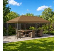 vidaXL Gazebo de Jardín 6 x 3 m Gris topo Poliéster y Acero 190 gsm