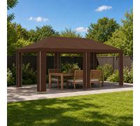 Gazebo De Jardín 6 X 3 M Marrón Poliéster Y Acero 190 Gsm Vidaxl