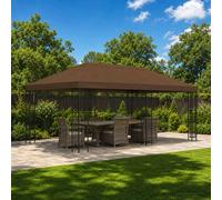 vidaXL Gazebo de Jardín 6 x 3 m Marrón Poliéster y Acero 190 gsm