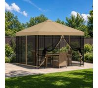 vidaXL Gazebo de jardín con paredes laterales 3 x 3 m Beige