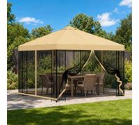 vidaXL Gazebo de jardín con paredes laterales 3 x 3 m Crema