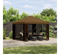 vidaXL Gazebo de jardín con paredes laterales 3 x 3 m Gris topo