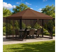 vidaXL Gazebo de jardín con paredes laterales 3 x 3 m Marrón