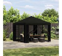 vidaXL Gazebo de jardín con paredes laterales 3 x 3 m Negro