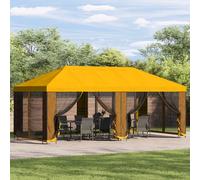 vidaXL Gazebo con paredes laterales 6 x 3 m Amarillo Poliéster y Acero