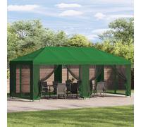 vidaXL Gazebo con paredes laterales 6 x 3 m Verde Poliéster y Acero