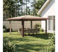 vidaXL Gazebo sin pared lateral 4 x 4 m Crema y marrón