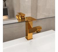 vidaXL Grifo de lavabo de baño con función extraíble negro 157x172 mm