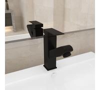 vidaXL Grifo de lavabo de baño con función extraíble negro 157x172 mm