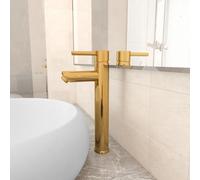 vidaXL Grifo mezclador de cuarto de baño dorado 12x30 cm
