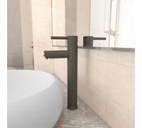 vidaXL Grifo mezclador de cuarto de baño gris 12x30 cm