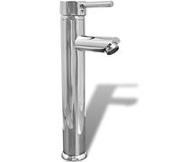 vidaXL Grifo mezclador para lavabo de latón acabado cromado