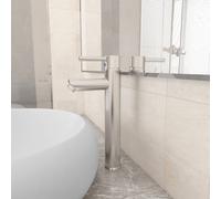 vidaXL Grifo mezclador de cuarto de baño plateado 12x30 cm